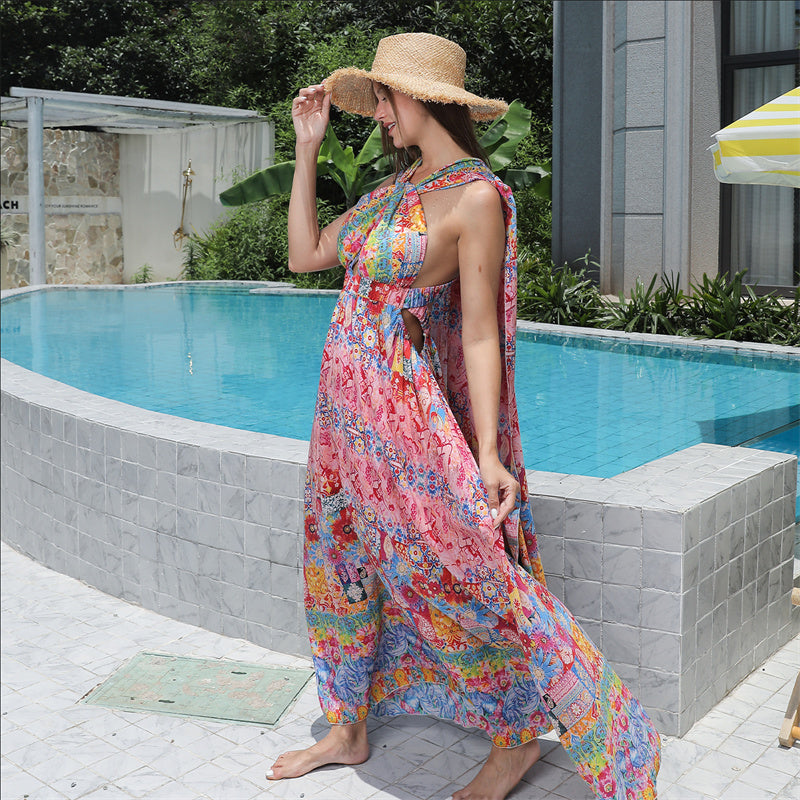 Floral Style Large Hem Dress for Women