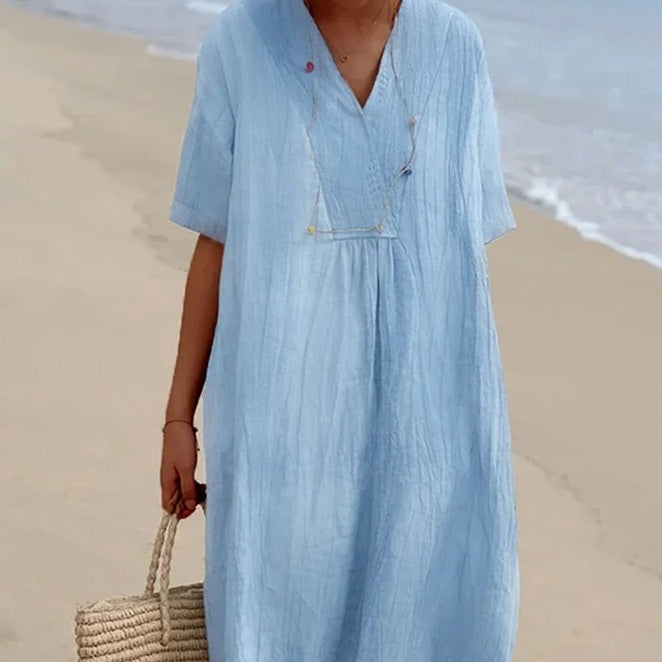 Casual Cotton And Linen Dress for Women